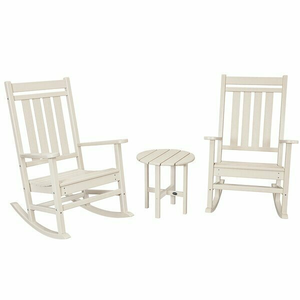 Polywood Estate Sand 3-Piece Rocking Chair Set with Round Side Table 633PWS4711SA